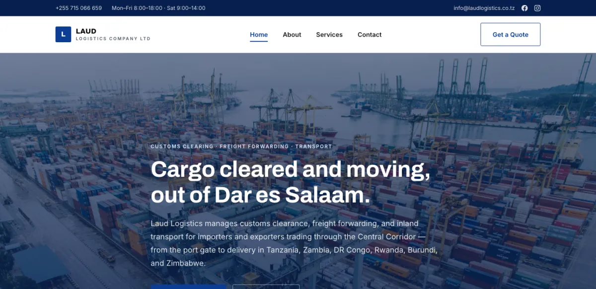 Laud Logistics — customs clearing and freight forwarding website